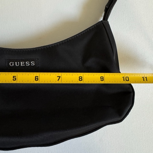 Vintage Guess Black Nylon Shoulder Baguette Bag Y2K Mini Shoulder Purse - Picture 8 of 9
